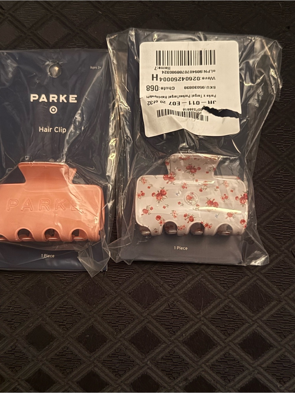 New Parke Target Hair Clips Peach Solid & Floral White Clips